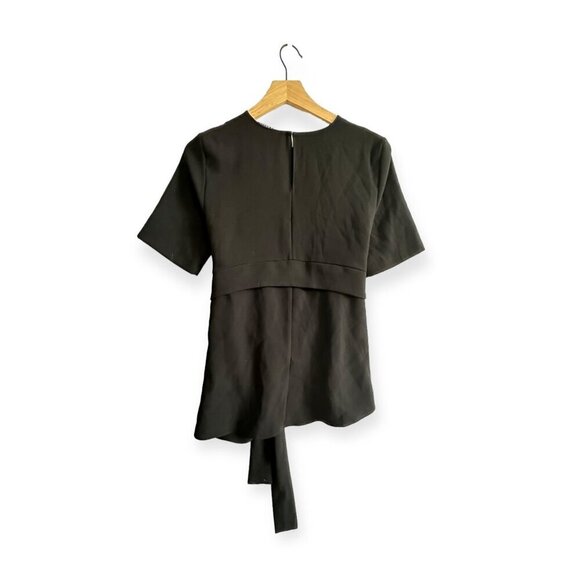 ZARA WOMAN V NECK Belted Asymmetrical blouse top, Black, Size S - Picture 2 of 14